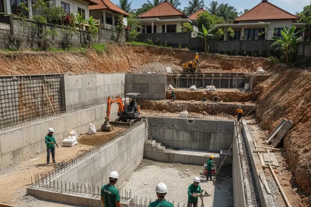 solusi tanah tidak ideal untuk bangun kolam renang